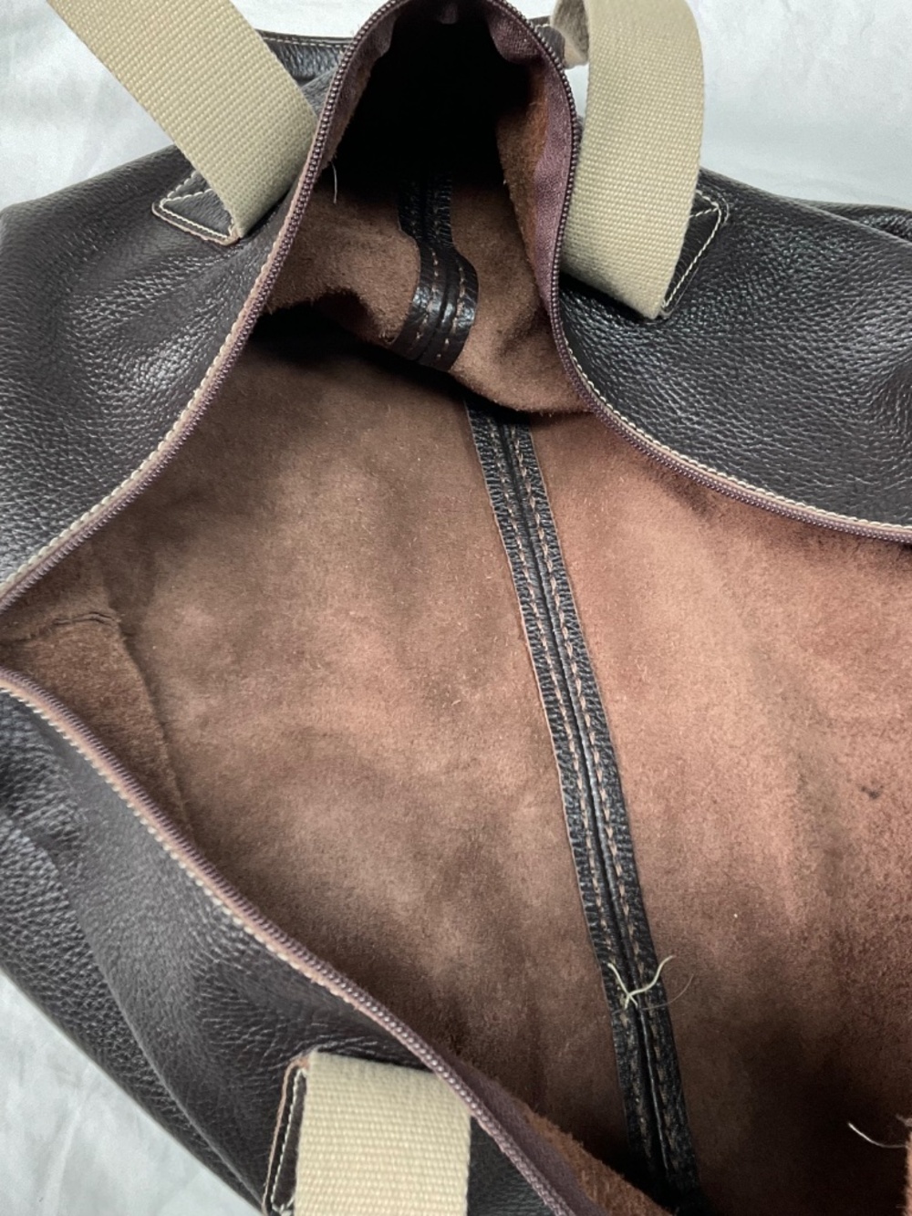 Vintage Roots Brown Pebbled Leather Duffel Weekender Bag - Picture 12 of 12